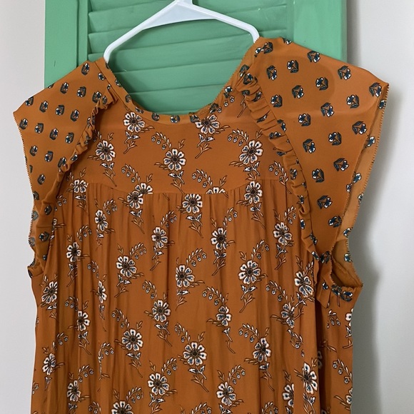 Loft Mustard Boho Lightweight Short Sleeve Blouse - Picture 4 of 9